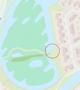 Kaartje van ecologische zone met aanduiding van de start van de natuurwerkdag